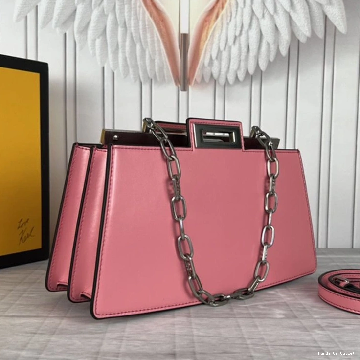Cheap HOT Fendi Leather White Calf Cut Peekaboo Bag Medium In 0802